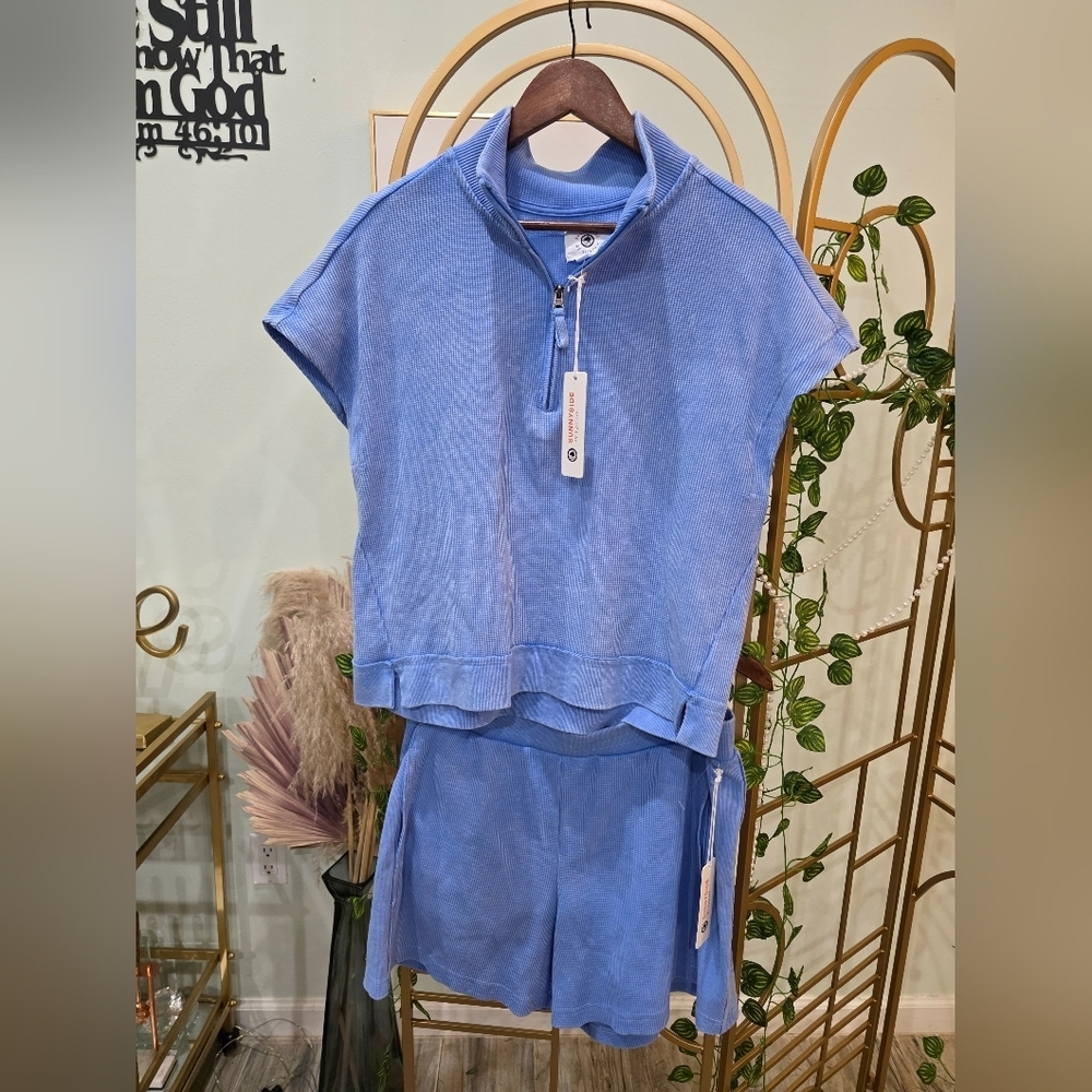 Blue Casual Loungewear Set with Relaxed Fit